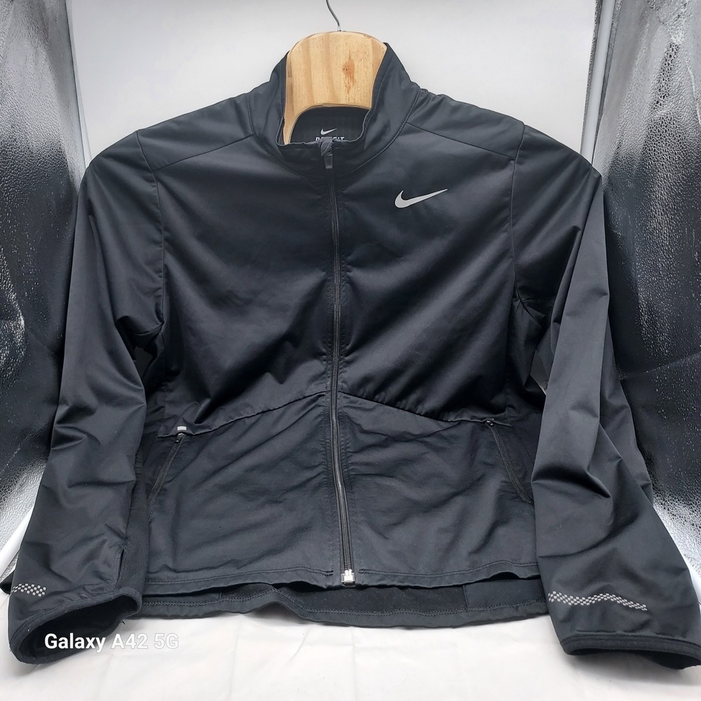 Nike Women's Black Full-Zip Athletic Bomber Jacket